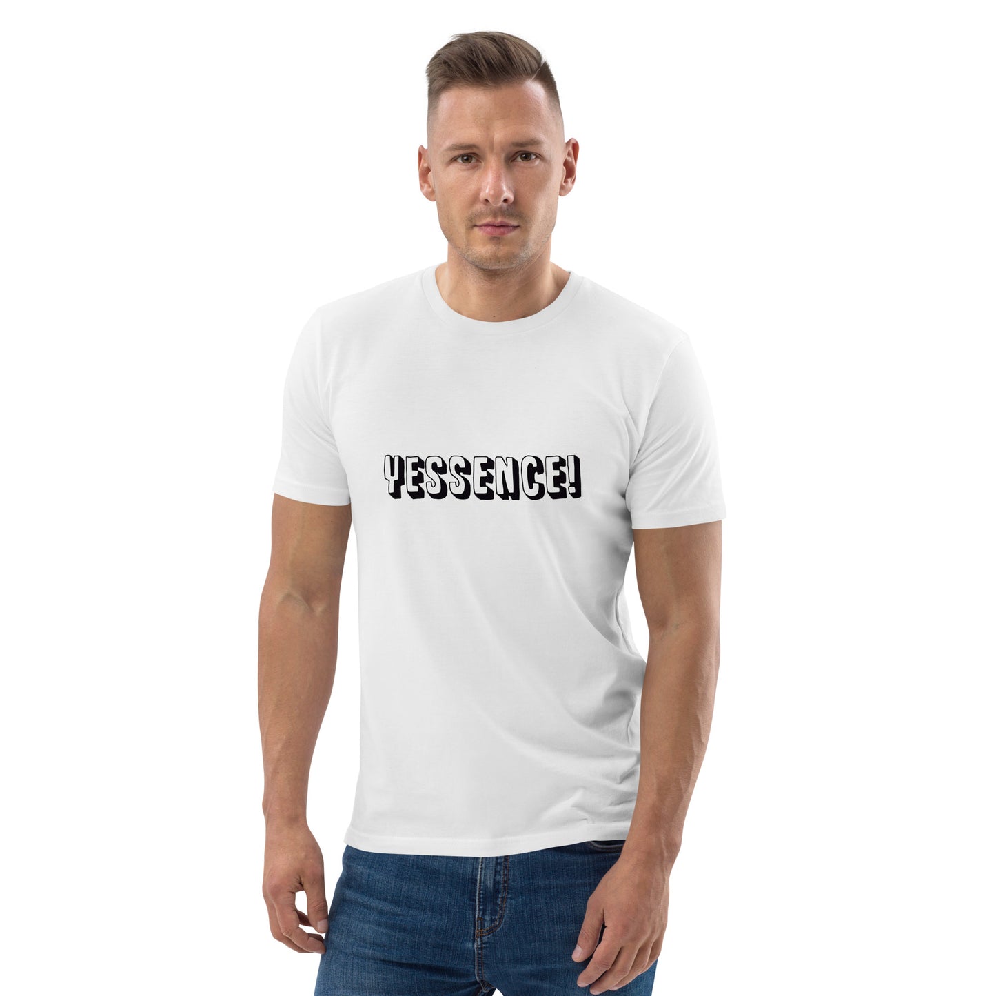 Bold YESSENCE! Unisex white organic cotton t-shirt