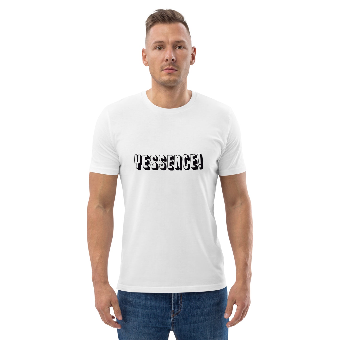 Bold YESSENCE! Unisex white organic cotton t-shirt